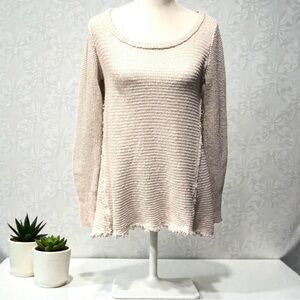 Blue Moon Anthropology Knit Boho Hi Lo Distressed Sweater